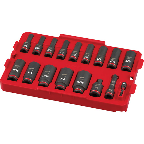Jeu de douilles profondes 3/8" Shockwave Impact Duty Packout, 17 Mcx, Chocs, Prise de 3/8", Profond Seaboard Timber Mart