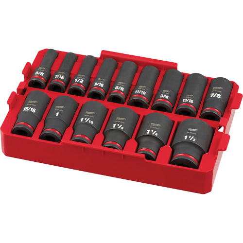 Jeu de douilles SAE Shockwave Impact Duty Packout, 15 Mcx, Chocs, Prise de 1/2", Profond Seaboard Timber Mart
