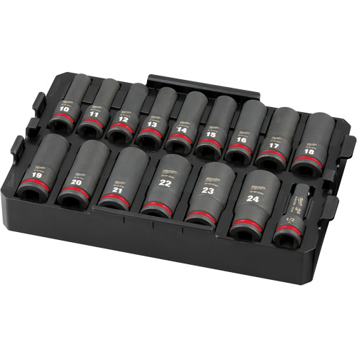Jeu de douilles profondes 3/8" Shockwave Impact Duty Packout, 16 Mcx, Chocs, Prise de 1/2", Profond Seaboard Timber Mart