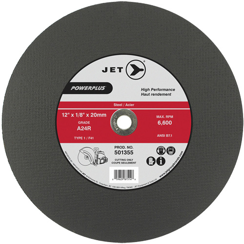 A24R PowerPlus Cut-Off Wheel, 12" x 1/8", 20 mm Arbor, Type 1, 6600 RPM Seaboard Timber Mart