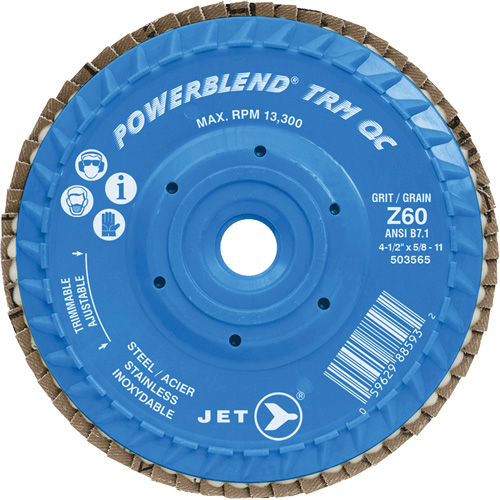 PowerBlend TRM QC Trimmable Flap Disc, 5" x 5/8"-11, Type 27, Z60 Grit, Zirconia Alumina Seaboard Timber Mart