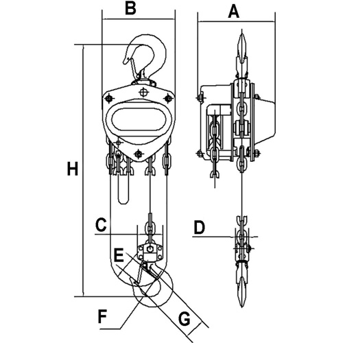 KCH Series Chain Hoists, 20' Lift, 2200 lbs. (1 tons) Capacity, Alloy Steel Chain Seaboard Timber Mart