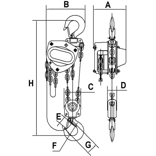 KCH Series Chain Hoists, 10' Lift, 11000 lbs. (5 tons) Capacity, Alloy Steel Chain Seaboard Timber Mart
