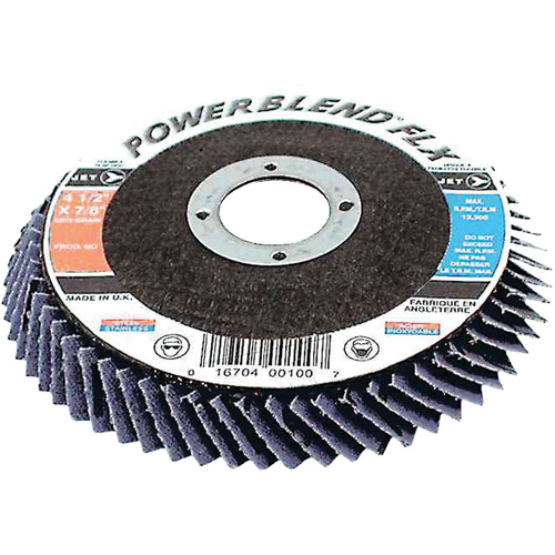 PowerBlend FLX High Performance Flap Discs, 4-1/2" x Type 27, Z40 Grit, Zirconium Seaboard Timber Mart