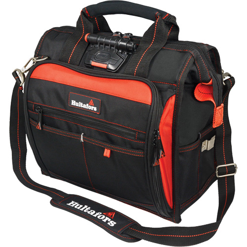 Lighted Technician's Tool Bag, Ballistic Polyester, Black/Red Seaboard Timber Mart