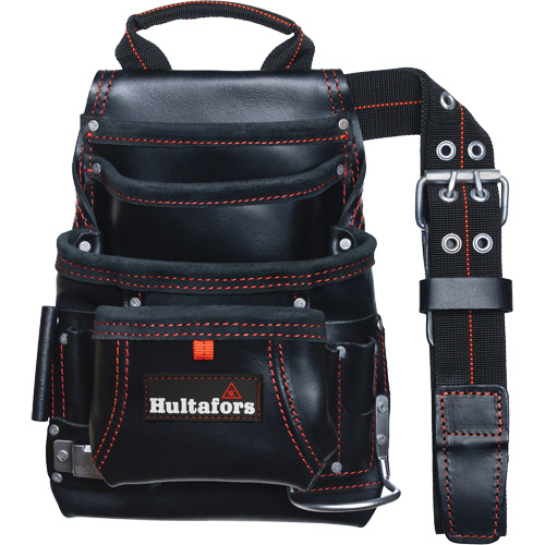 Carpenter's Nail & Tool Bag, Leather, 11 Pockets, Black Seaboard Timber Mart