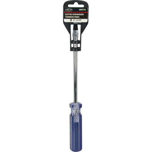 Tournevis &agrave; fente bleu transparent avec bandes, Tige de 5/16", Ronde, Prise en Plastique Seaboard Timber Mart