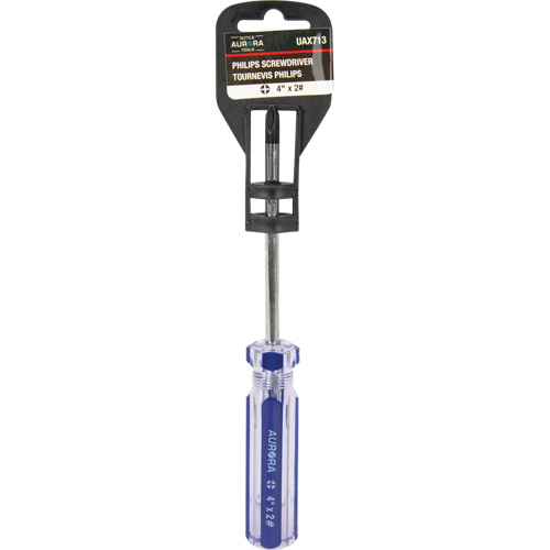 Tournevis Philips bleu transparent avec bandes, #2, Prise Plastique Seaboard Timber Mart