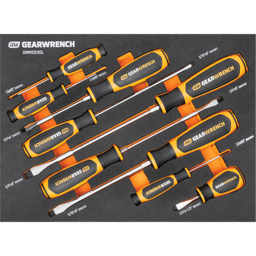 Slotted Dual Material Screwdriver Set in Foam Storage Tray, 9 Pcs. Seaboard Timber Mart
