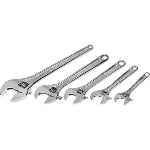 Jeu de cl&eacute;s chrom&eacute;es, Ajustable, 5 morceaux, Imp&eacute;rial et m&eacute;trique Seaboard Timber Mart