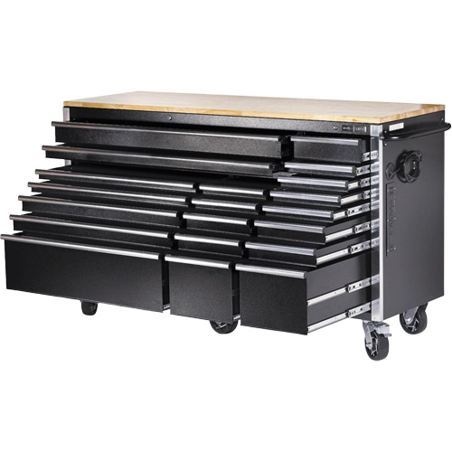 HDRC7220 HD Series Roller Cabinet, 20 Drawers, 72" W x 24" D x 42-3/10" H, Black Seaboard Timber Mart
