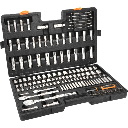 Jeu d'outils manuels pour m&eacute;canicien 90T SAE/MM avec prises 1/4", 3/8” & 1/2" Seaboard Timber Mart