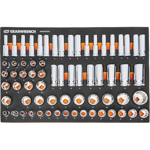 Jeu d'outils m&eacute;triques pour m&eacute;canicien MEGAMOD dans des plateaux en mousse modulaire avec armoire roulante &agrave; outils, 358 morcea Seaboard Timber Mart