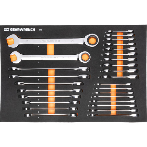 Jeu d'outils m&eacute;triques pour m&eacute;canicien MEGAMOD dans des plateaux en mousse modulaire avec armoire roulante &agrave; outils, 358 morcea Seaboard Timber Mart