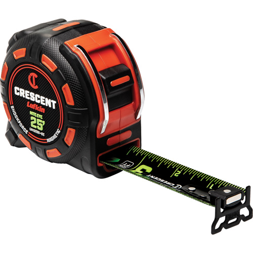 Shockforce NITE EYE Magnetic Tape Measure, 1-1/4" x 25', SAE Graduations Seaboard Timber Mart