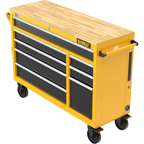 Postes de travail industriel mobile, 8 tiroirs, 52" la x Jaune Seaboard Timber Mart