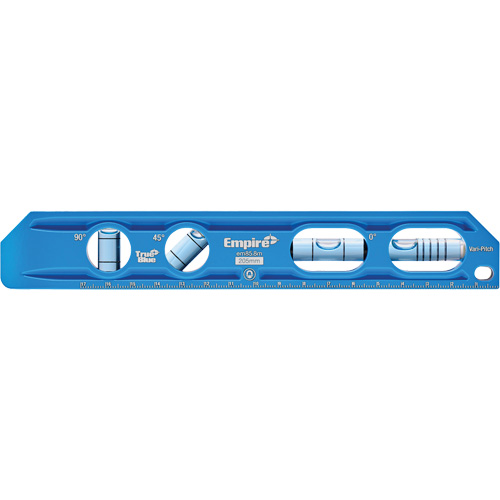 TRUE BLUE&reg; Die Cast Torpedo Level, 8" L, Aluminum, 4 Vials, Magnetic Seaboard Timber Mart