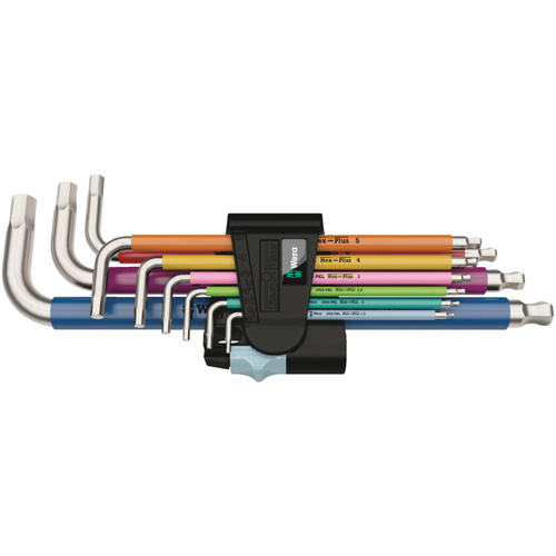3950/9 Hex-Plus Multicolour Stainless 1 L-Key Set, 9 Pcs., Metric Seaboard Timber Mart