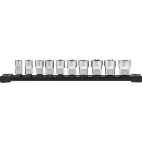 Douilles m&eacute;triques avec c&ocirc;t&eacute;s Four Flat, 10 Mcx, Prise de 3/8" Seaboard Timber Mart