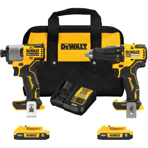 Brushless Compact Cordless 1/2" Hammer Drill & 1/4" Impact Driver Kit, Lithium-Ion, 20 V Seaboard Timber Mart