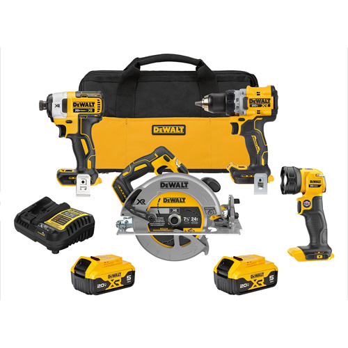 Ensemble de quatre outils combin&eacute;s sans fil et sans balai XR, Lithium-ion, 20 V Seaboard Timber Mart