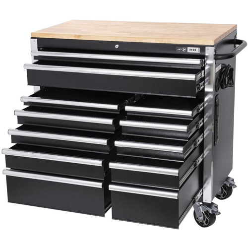 HDRC4112 HD Series Roller Cabinet, 12 Drawers, 41" W x 21" D x 40-3/10" H, Black Seaboard Timber Mart