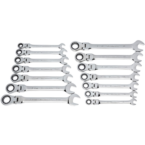 72-Tooth 12 Point Wrench Set, Flex Head/Ratcheting Combination, 14 Pieces, Imperial and Metric Seaboard Timber Mart