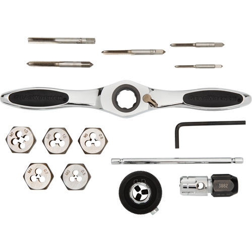 Jeu de tarauds et fili&egrave;res &agrave; cliquet m&eacute;triques, 15 Morcea Seaboard Timber Mart