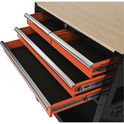 Chariot utilitaire, 4 tiroirs, Noir/Orange Seaboard Timber Mart