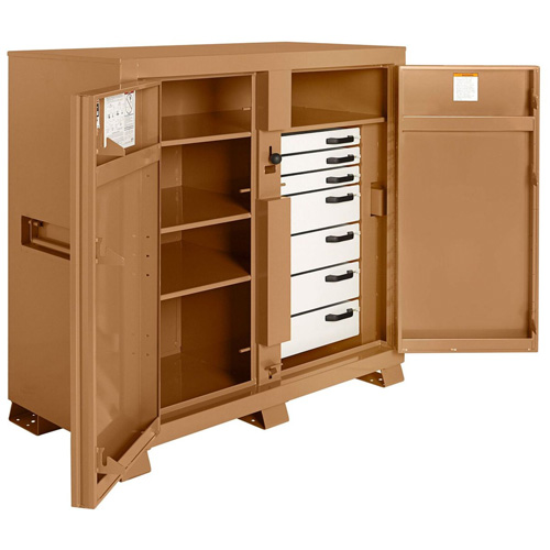 Model 112 Jobsite Cabinet with Padlock, Steel, 54.9 Cubic Feet, Tan Seaboard Timber Mart