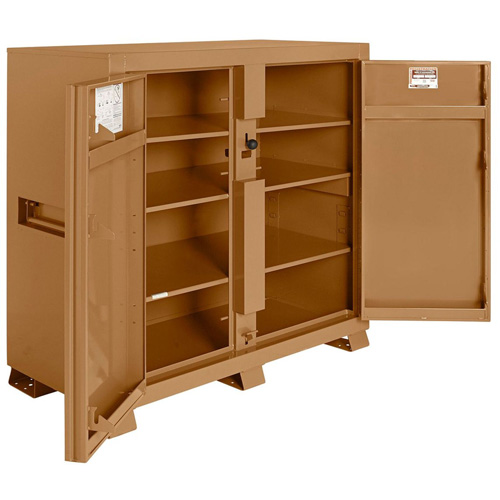 Model 139 Jobsite Cabinet with Padlock, Steel, 59.4 Cubic Feet, Tan Seaboard Timber Mart