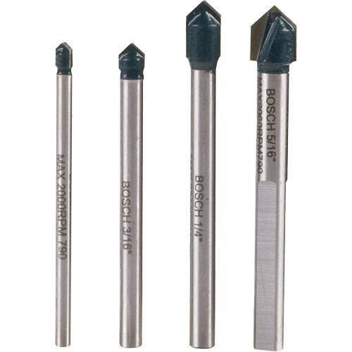 Glass & Tile Drill Bit Set, 4 Pieces, Carbide Seaboard Timber Mart