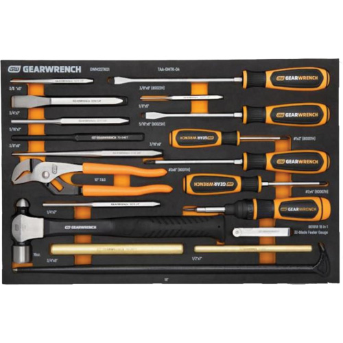 Jeu de tournevis & outils de frappe dans un plateau de rangement en mousse Seaboard Timber Mart
