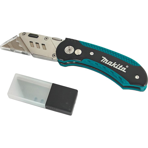 Folding Quick-Change Jobsite Utility Knife with 10-Piece Replacement Blades, Steel Blade Seaboard Timber Mart