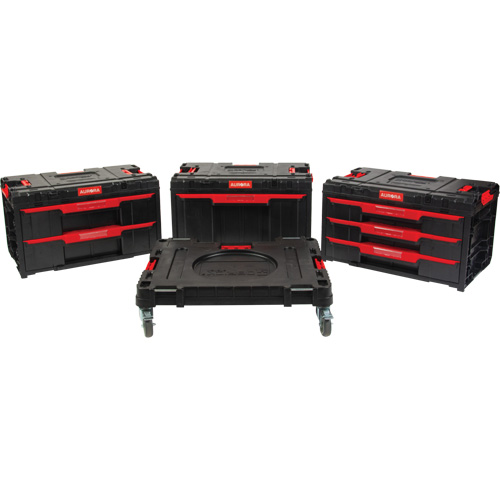 Ensemble de coffres &agrave; outils Arx de 4 morceaux avec socle &agrave; roulettes pivotantes, 23-1/10" x 15" x 22-1/2", Noir Seaboard Timber Mart