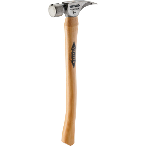 Titanium Smooth Face Hammer with Curved Hickory Handle, 14 oz., Wood Handle, 18" L Seaboard Timber Mart