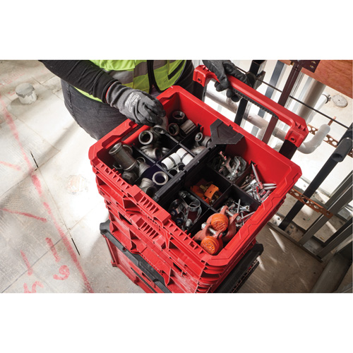 PACKOUT Low-Profile Crate, 15" x 18-5/8" x 6-5/8", Black/Red Seaboard Timber Mart