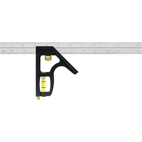 Heavy-Duty Combination Square with Auto-Lock Blade, 12" L, 1/8"/1/16"/1/32" Graduations, Stainless Steel Seaboard Timber Mart