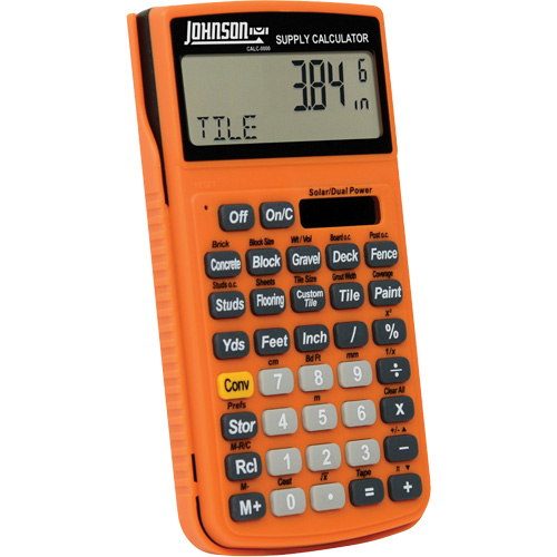 Calculatrice de fournitures orange haute visibilit&eacute; avec &eacute;tui robuste Seaboard Timber Mart