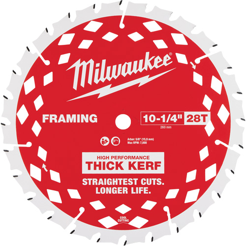 Lame de scie circulaire &agrave; charpente avec trait &eacute;pais, 10-1/4", 28 dents, Pour Bois Seaboard Timber Mart
