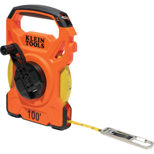 Open Reel Tape Measure with Single Hook & Carabiner, 1/2" x 100', 1/10" Graduations Seaboard Timber Mart