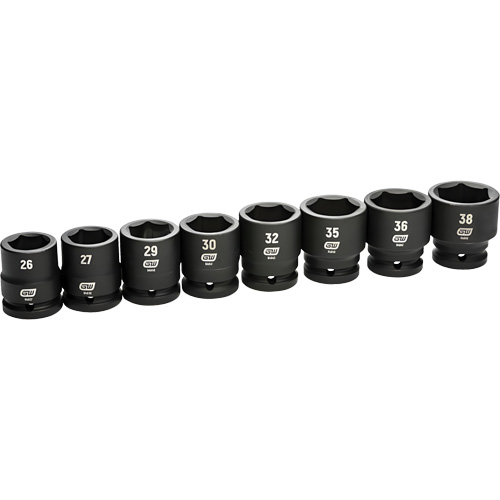 6-Point Metric Socket Set, 8 Pcs, Impact, 3/4" Drive Size Seaboard Timber Mart