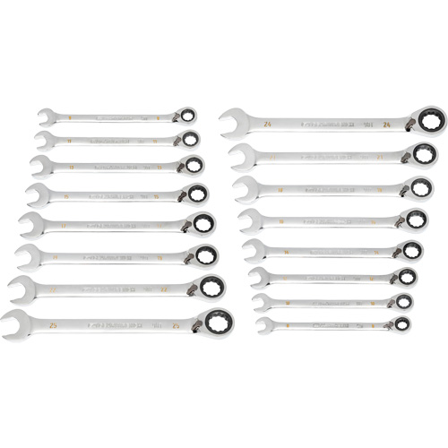 Jeu de cl&eacute;s r&eacute;versibles &agrave; 12 pans et 90 dents, Cl&eacute; polygonale, 16 morceaux, M&eacute;trique Seaboard Timber Mart