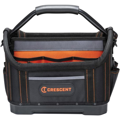 Sac ouvert de 14" pour outils d'ouvrier, 1680 Denier/Polyester, 25 pochettes, Noir/Gris/Orange Seaboard Timber Mart