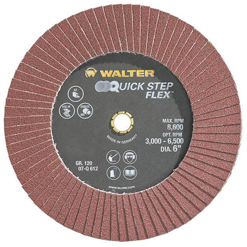 QUICK-STEP FLEX Flap Disc, 6" x Type 29, 120 Grit, Aluminum Oxide Seaboard Timber Mart