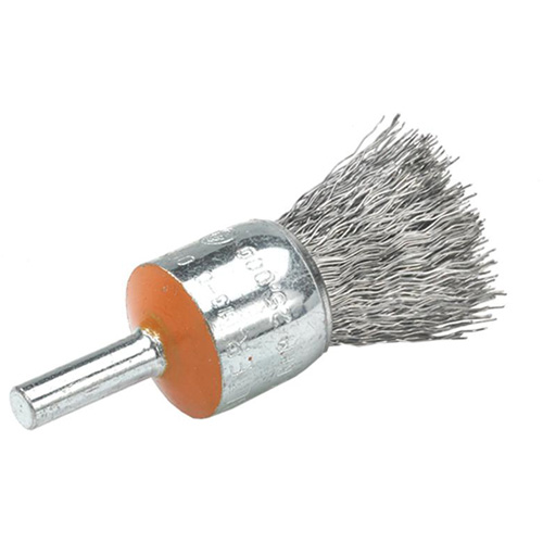 Mounted End Brush with Crimped Wires, 3/4", 0.014" Fill, 1/4" Shank Seaboard Timber Mart