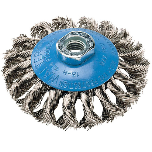 Knot-Twisted Wire Saucer Cup Brush, 6" Dia. x 5/8"-11 Arbor Seaboard Timber Mart