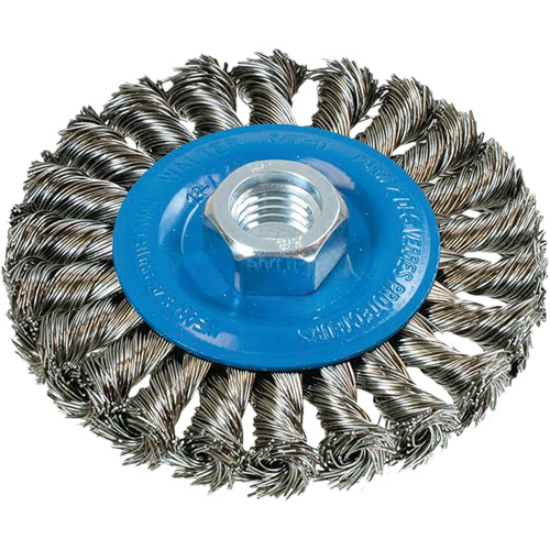 Wide Knotted Wire Wheel Brush, 5/8"-11 Arbor, Steel Seaboard Timber Mart