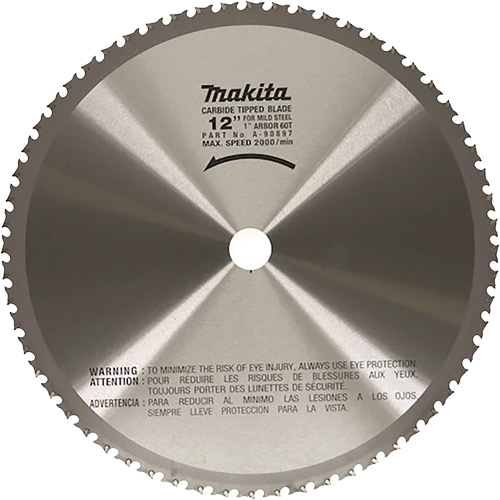 Cut Off Saw Blade for Portable Cut Off Saws, 12", 60 Teeth, Metal Use Seaboard Timber Mart