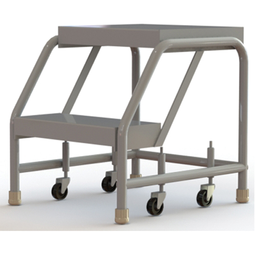 Rolling Ladder, 2 Steps, 16" Step Width, 20" Platform Height, Aluminum Seaboard Timber Mart